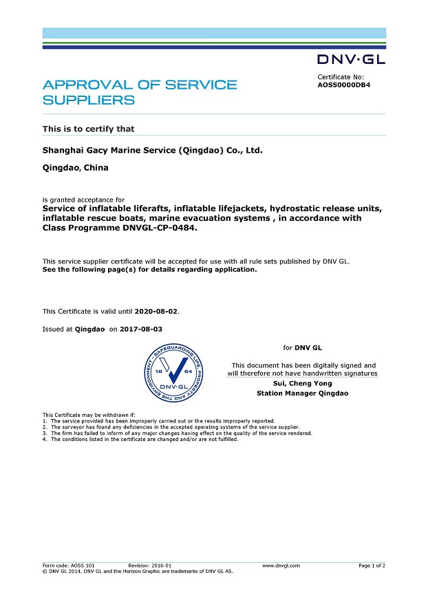 DNVGL certificate-LSA service